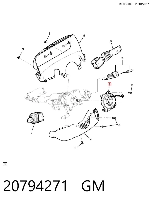 Anel AIRBAG de contato, cabo plano do volante 20794271 General Motors