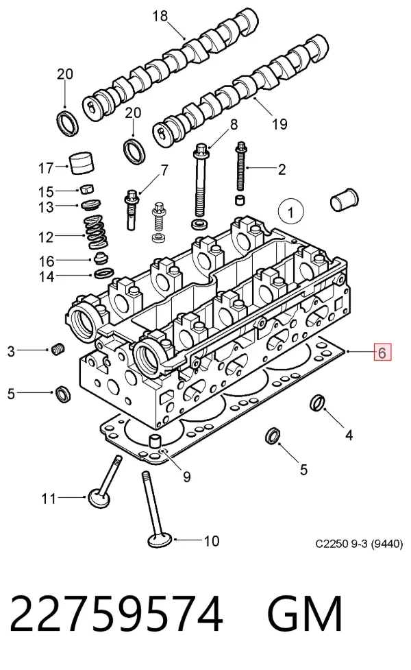 Vedante de cabeça de motor (CBC) 22759574 General Motors
