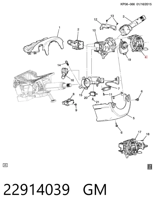 Anel AIRBAG de contato, cabo plano do volante 22914039 General Motors