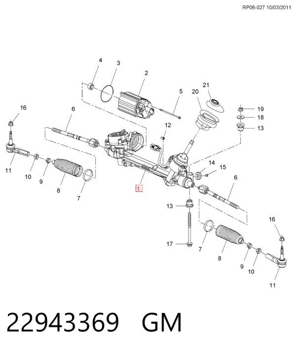 Cremalheira da direção 22943369 General Motors