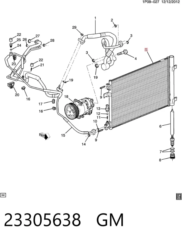 Radiador de aparelho de ar condicionado 23305638 General Motors
