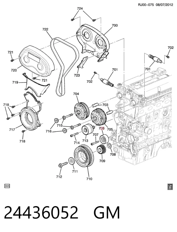 Rolo parasita da correia do mecanismo de distribuição de gás 24436052 General Motors