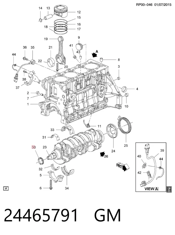 Vedação dianteira de cambota de motor 24465791 General Motors