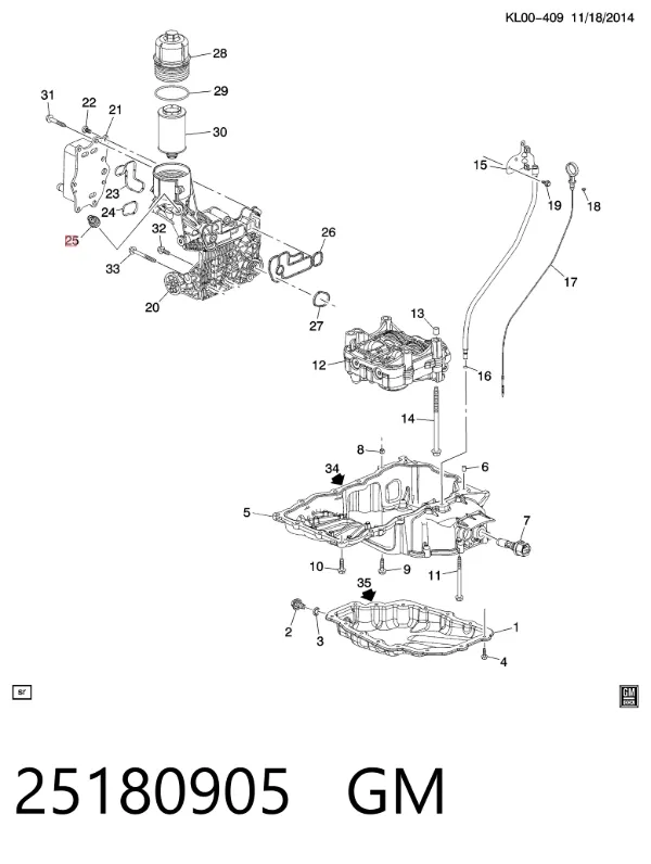 Sensor de pressão de óleo 25180905 General Motors