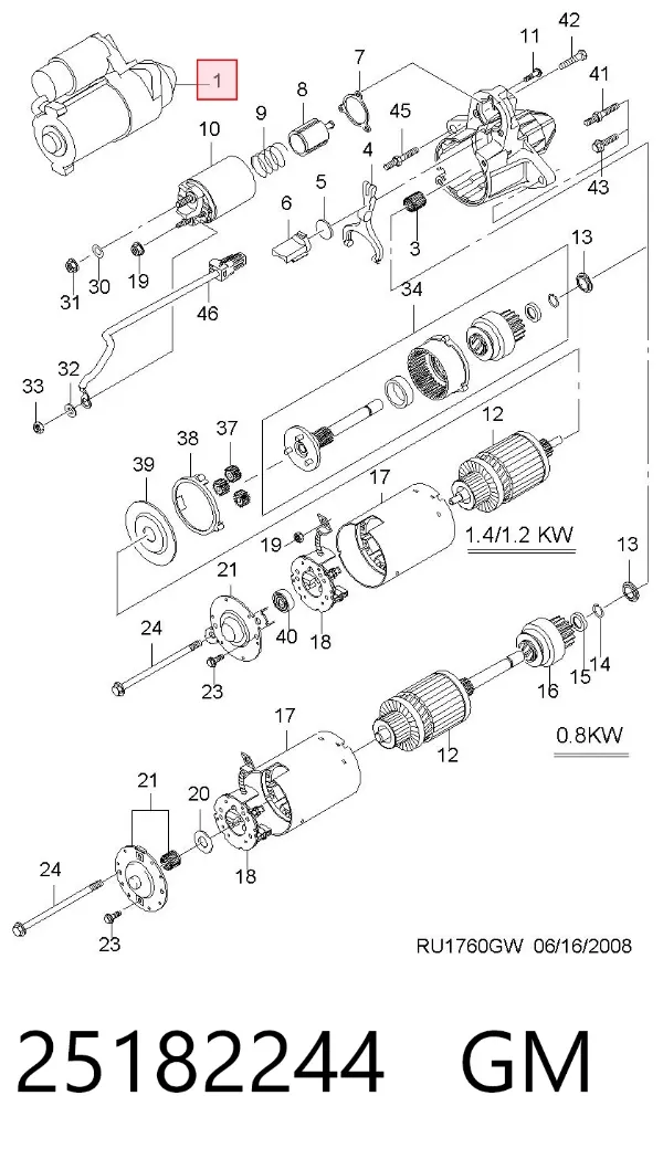 Motor de arranco 25182244 General Motors