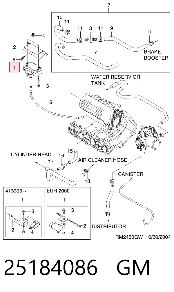 Sensor de pressão no coletor de admissão, MAP 25184086 General Motors
