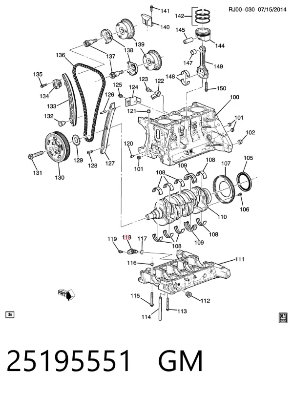 Sensor de posição (de revoluções) de cambota 25195551 General Motors