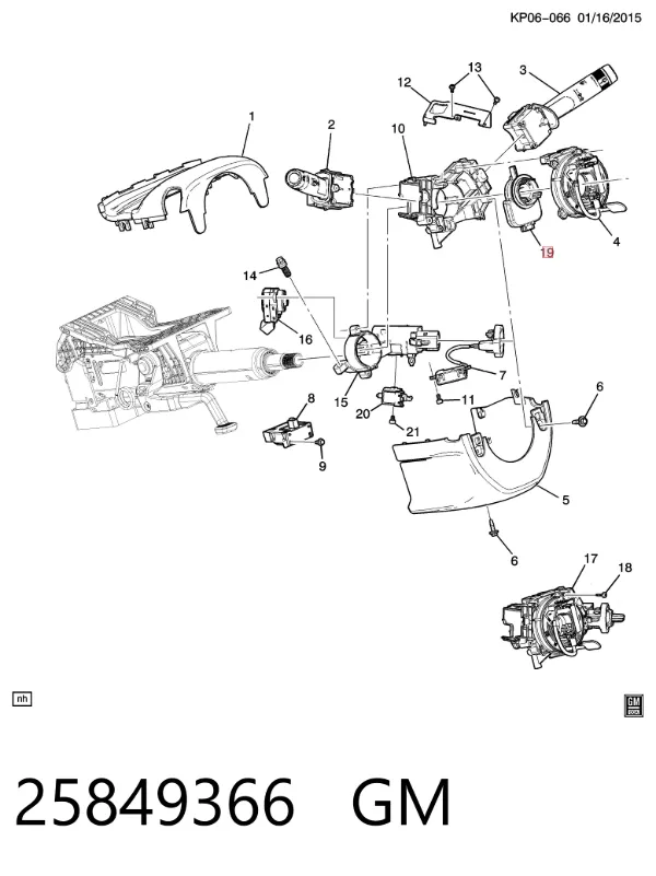 Sensor do ângulo de viragem do volante de direção 25849366 General Motors