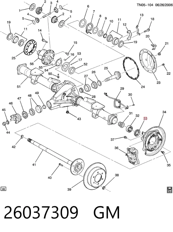 Bucim do semieixo do eixo traseiro 26037309 General Motors