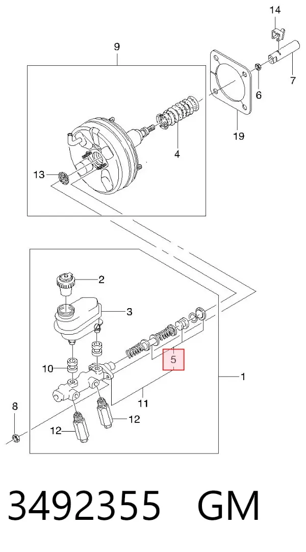 Kit de reparação de cilindro mestre do freio 3492355 General Motors