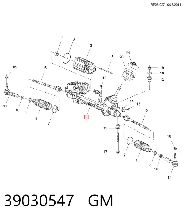 Cremalheira da direção 39030547 General Motors