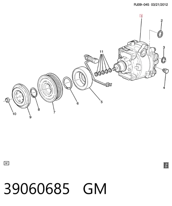 Compressor de aparelho de ar condicionado 39060685 General Motors