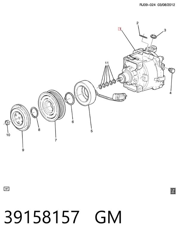 Compressor de aparelho de ar condicionado 39158157 General Motors