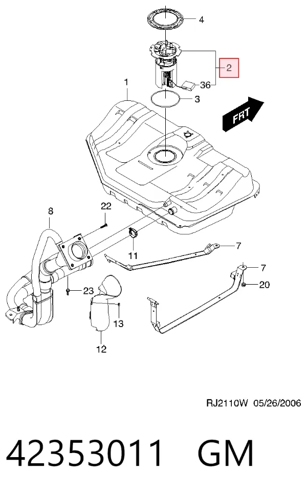 Módulo de bomba de combustível com sensor do nível de combustível 42353011 General Motors