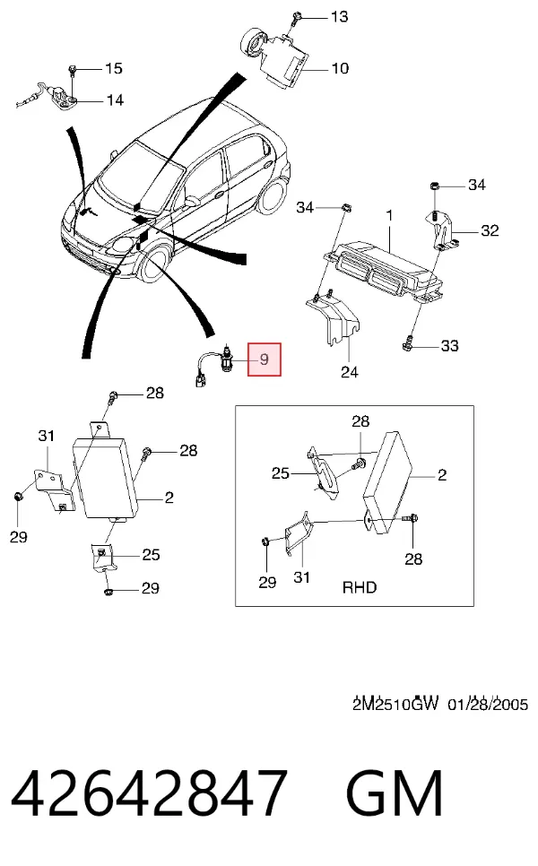 Sensor de velocidade 42642847 General Motors
