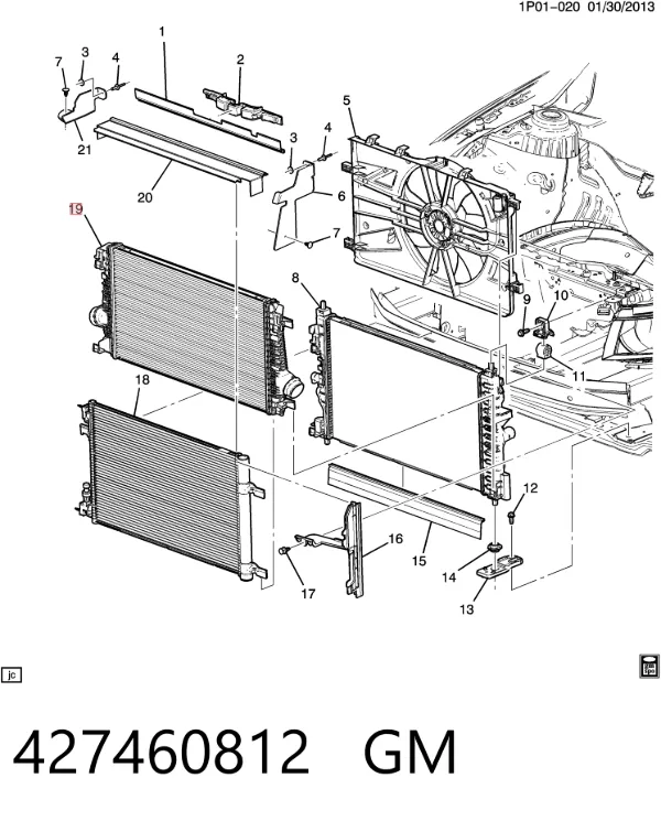 Radiador de intercooler 427460812 General Motors
