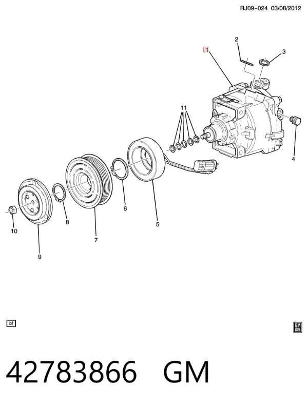 Compressor de aparelho de ar condicionado 42783866 General Motors