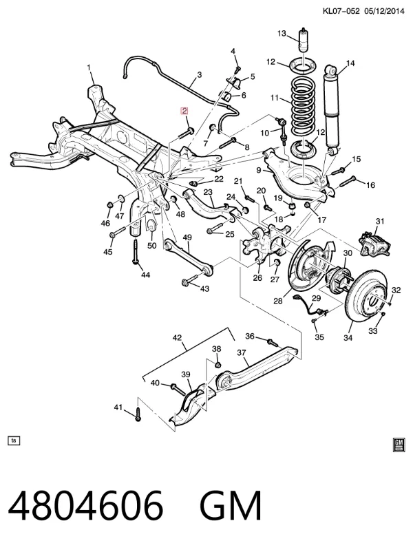 Parafuso de fixação de braço oscilante de inclinação traseiro, interno 4804606 General Motors