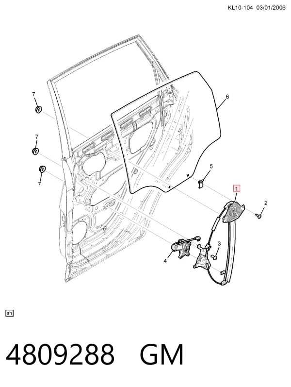 Mecanismo de acionamento de vidro da porta traseira direita 4809288 General Motors