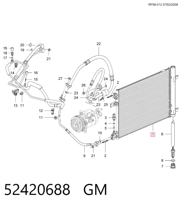 Radiador de aparelho de ar condicionado 52420688 General Motors