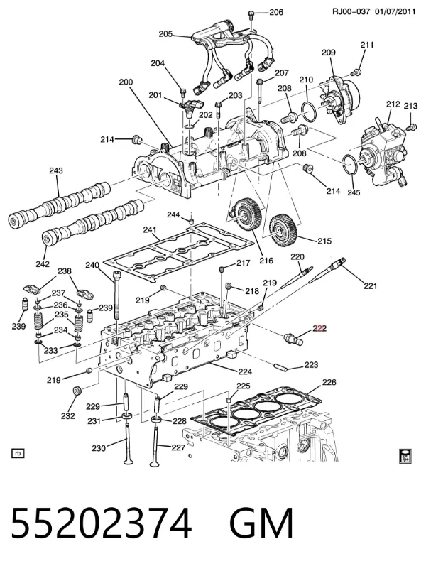 Sensor de pressão de óleo 55202374 General Motors