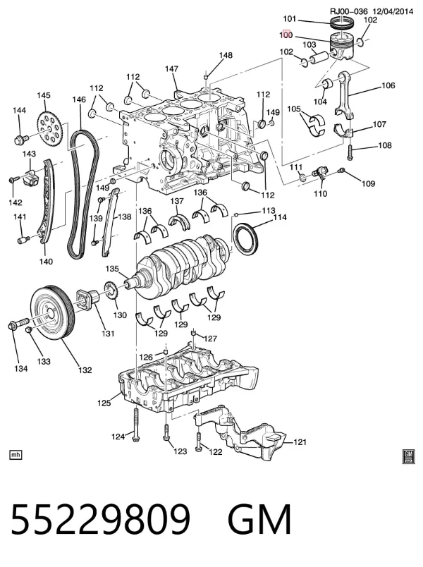 Pistão do kit para 1 cilindro, STD 55229809 General Motors