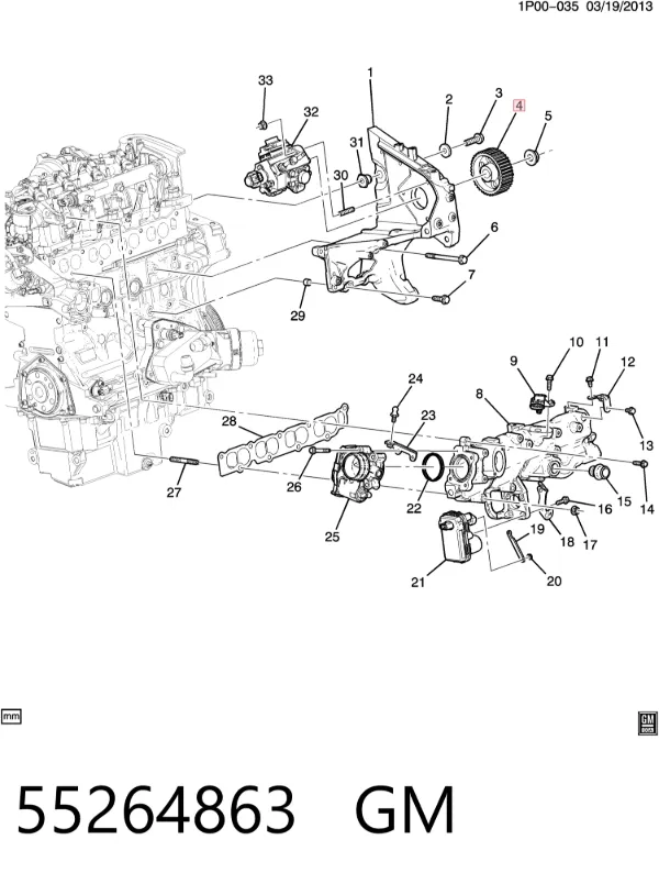 Correia do mecanismo de distribuição de gás 55264863 Peugeot/Citroen