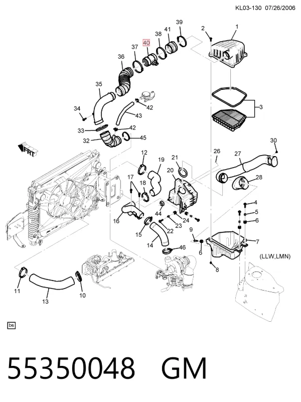 Sensor de fluxo (consumo) de ar, medidor de consumo M.A.F. - (Mass Airflow) 55350048 General Motors