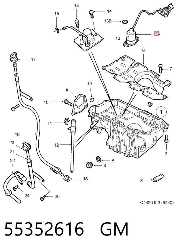Sensor do nível de óleo de motor 55352616 General Motors