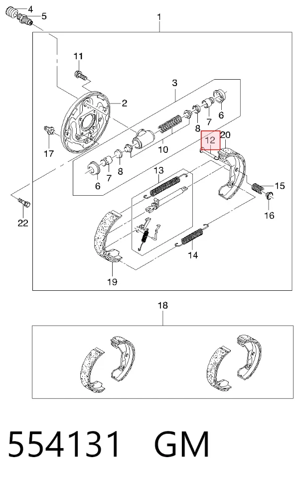 Kit de reparação das sapatas do freio 554131 General Motors