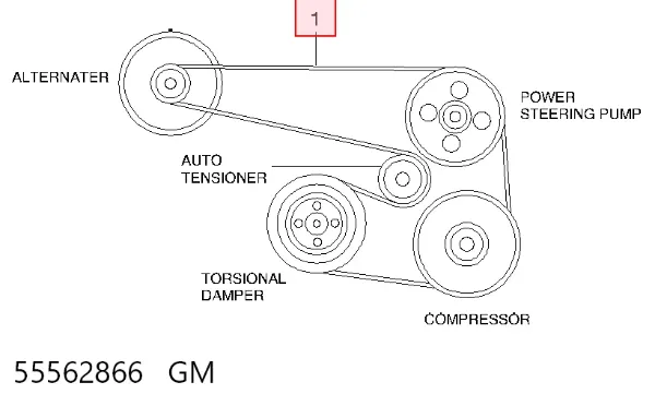 Correia dos conjuntos de transmissão 55562866 General Motors