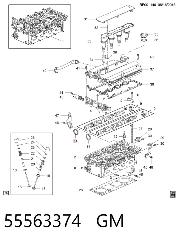 Vedação da árvore distribuidora de motor 55563374 General Motors
