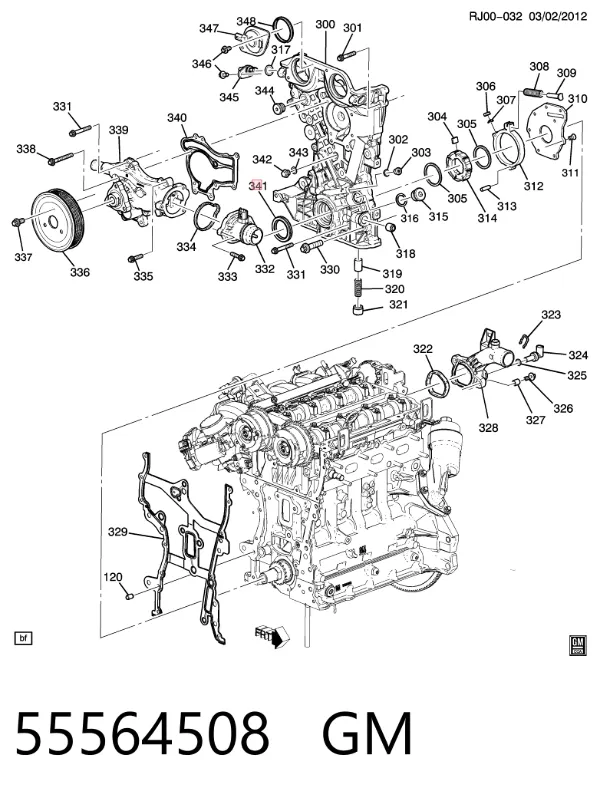 Vedação dianteira de cambota de motor 55564508 General Motors