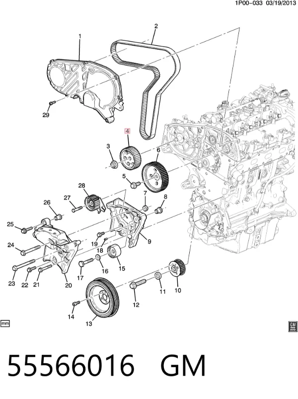 Correia do mecanismo de distribuição de gás 55566016 General Motors