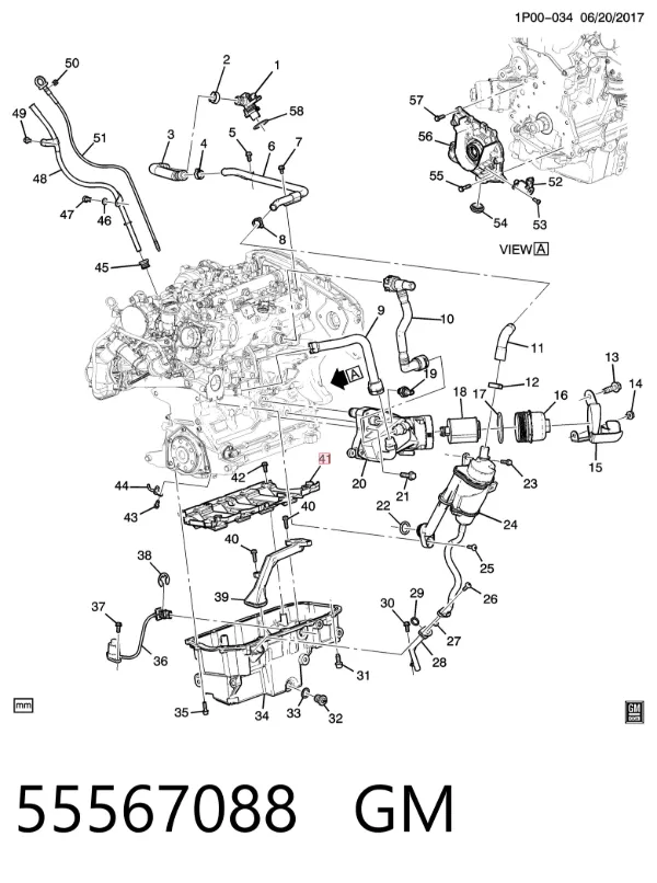 Defletor de óleo de panela de motor 55567088 General Motors