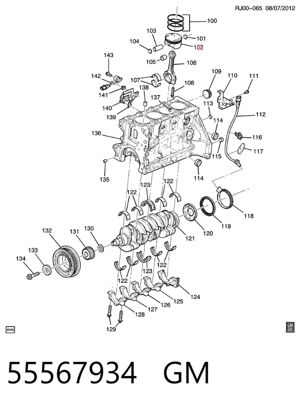 Pistão do kit para 1 cilindro, STD 55567934 General Motors