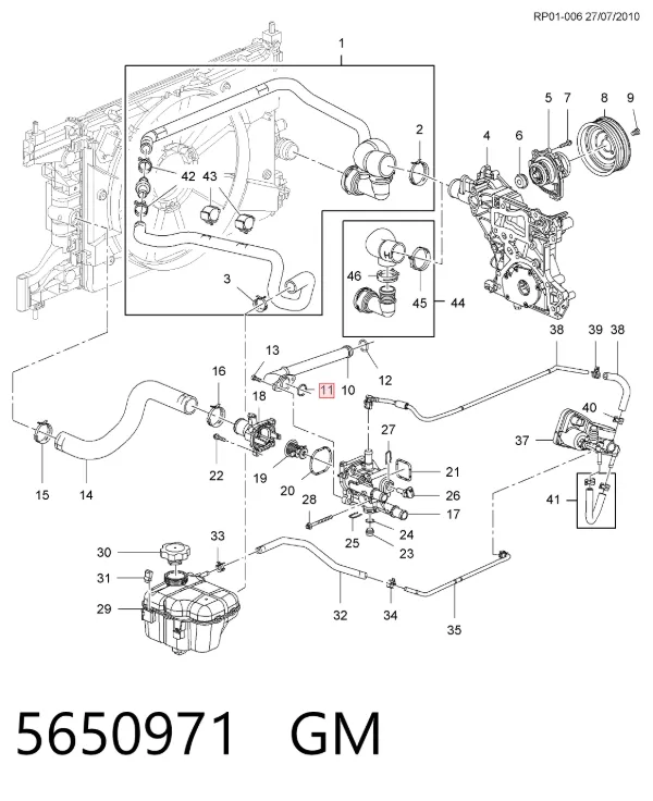 Vedante do conduto de óleo de refrigerador superior 5650971 General Motors