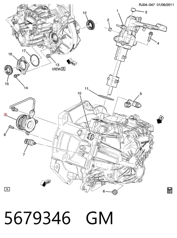 Cilindro de trabalho de embraiagem montado com rolamento de desengate 5679346 General Motors