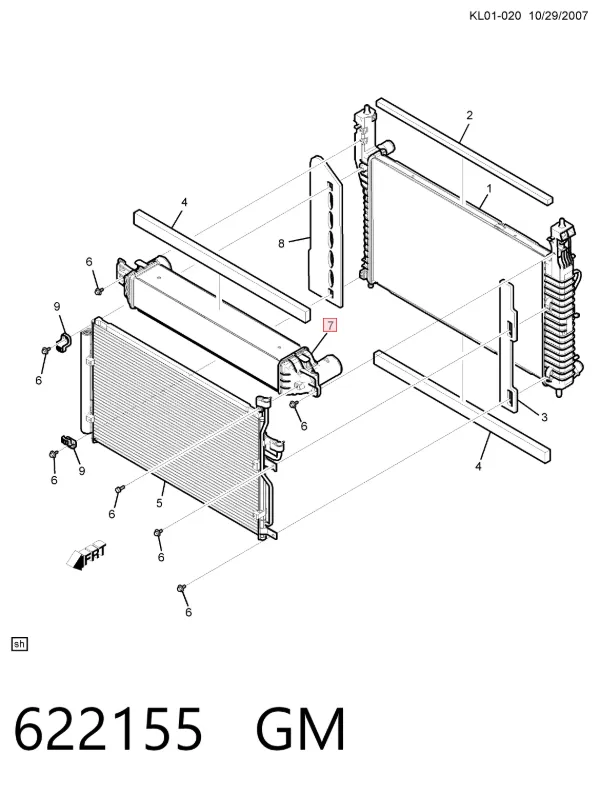 Radiador de intercooler 622155 General Motors