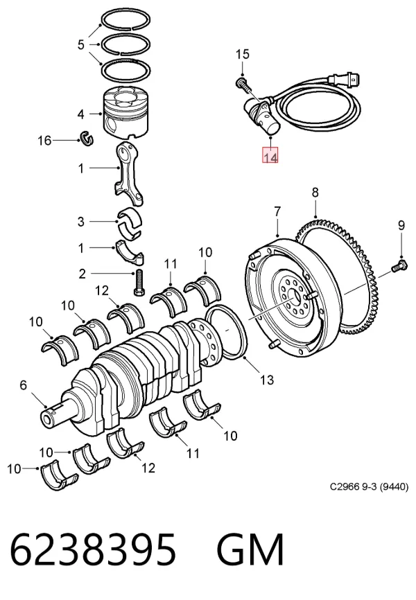 Sensor de posição (de revoluções) de cambota 6238395 General Motors