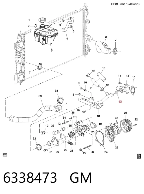 Vedante do flange (da união em T) do sistema de esfriamento 97252585 Peugeot/Citroen