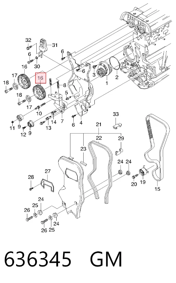 Engrenagem de cadeia da roda dentada da árvore distribuidora de motor 636345 General Motors