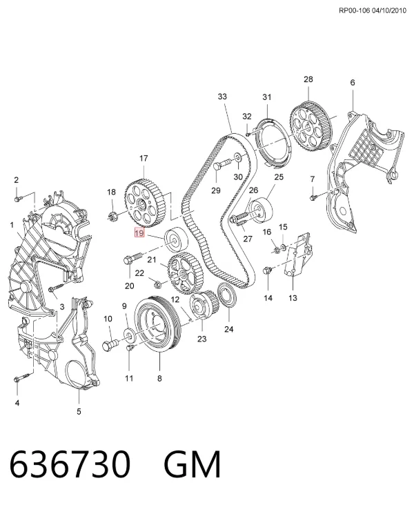 Rolo parasita da correia do mecanismo de distribuição de gás 636730 General Motors
