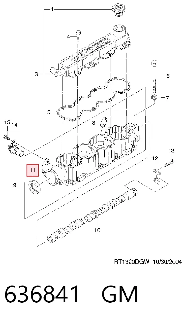 Vedação da árvore distribuidora de motor 636841 General Motors