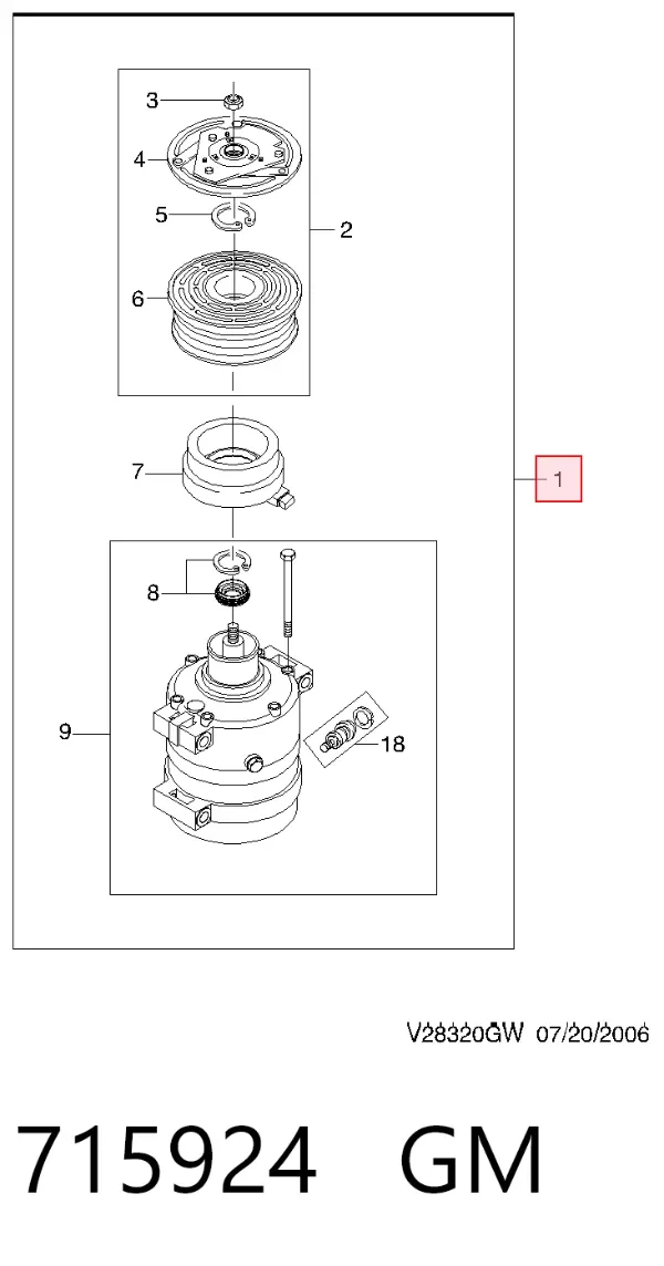 Compressor de aparelho de ar condicionado 715924 General Motors