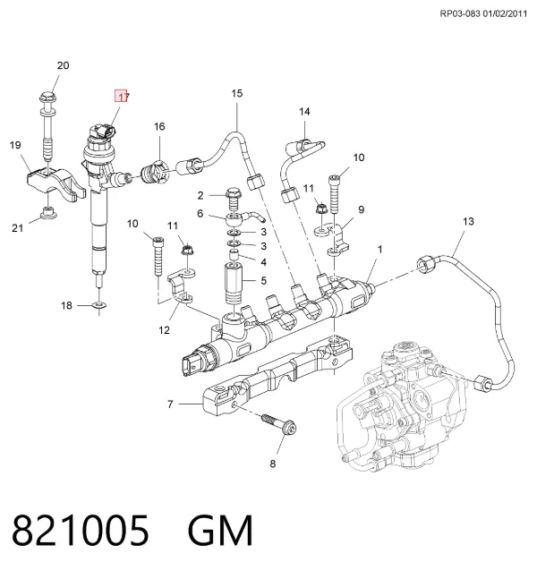 Injetor de injeção de combustível 821005 General Motors