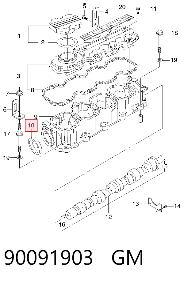 Vedação da árvore distribuidora de motor 90091903 General Motors