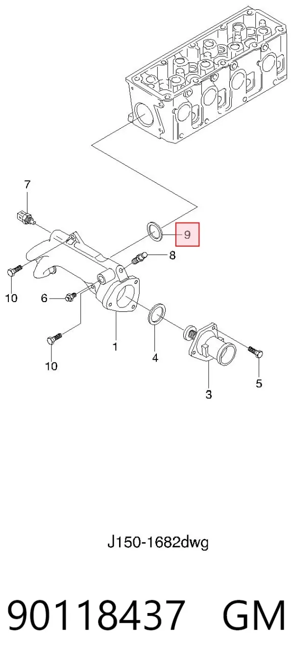 Vedante de termostato 90118437 General Motors