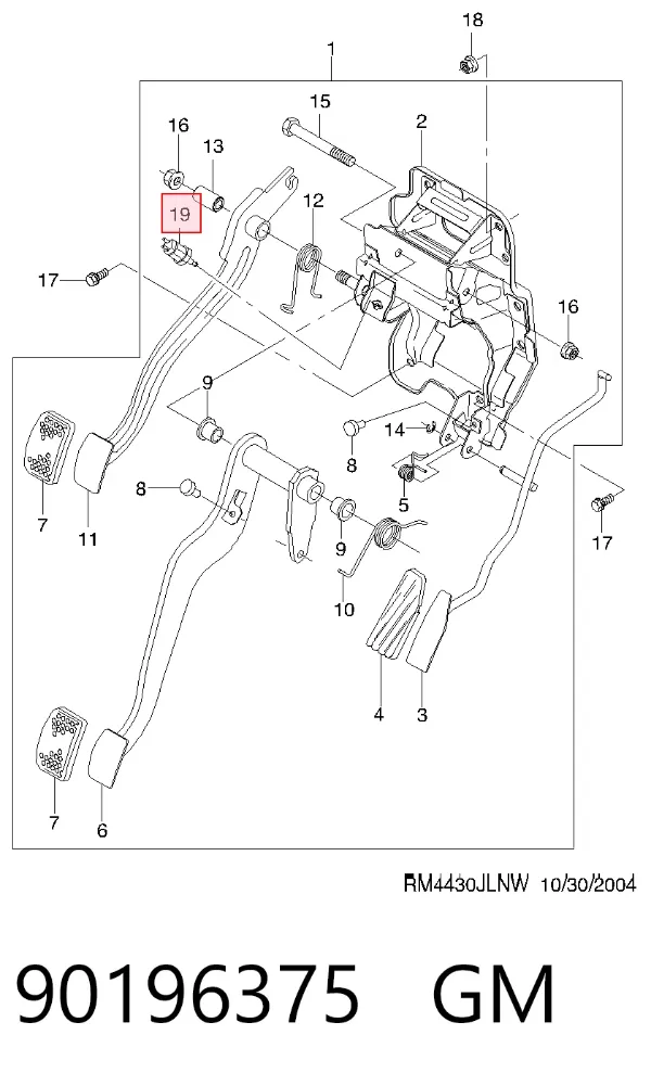 Sensor de ativação do sinal de parada 90196375 General Motors