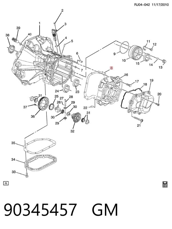 Vedante de panela da Caixa Automática de Mudança/Caixa Mecânica de Mudança 90345457 General Motors